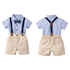Laurenza's Baby Boys Blue Striped Suspenders Set