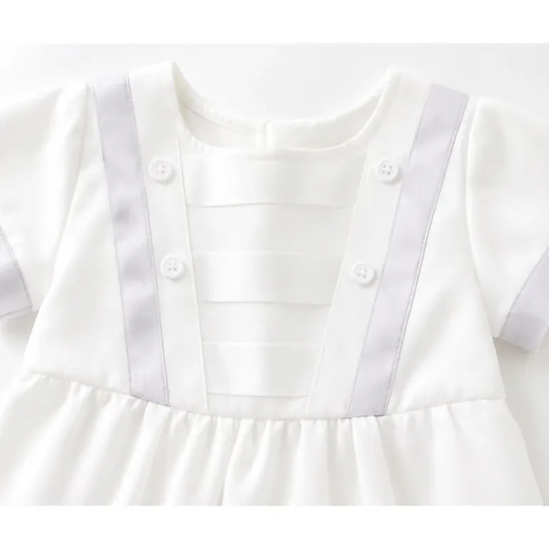 Laurenza's Baby Boys Satin Baptism Christening Romper with Matching Hat