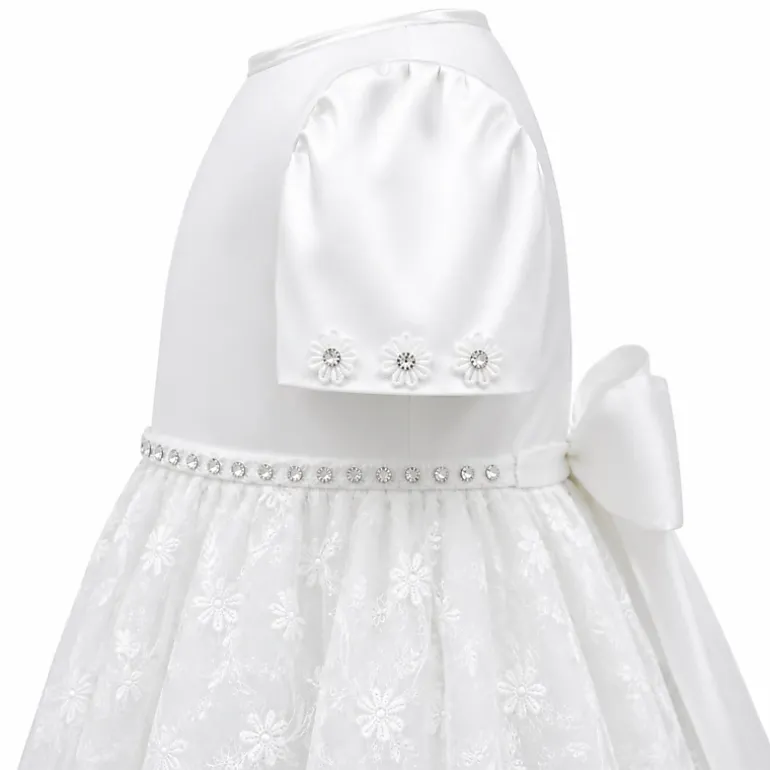 Laurenza's Baby Girls Heirloom Floral Lace Christening Gown with Bonnet