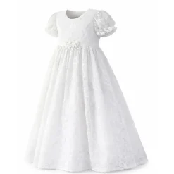 Laurenza's Baby Girls Lace Heirloom Short-Sleeve Baptism Christening Gown