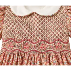 Laurenza's Baby Girls Pink Floral Smocked Dress with Embroidery