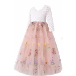 Laurenza's Toddler Girls Tulle Flower Girl Dress with Embroidery