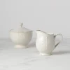 Lenox French Perle White Stoneware Sugar & Creamer Set