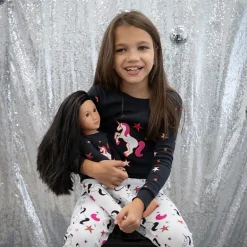 Leveret Girl & Doll Matching Cotton Unicorn & Rainbow Pajama Set
