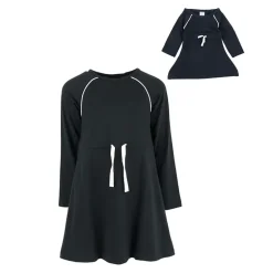 Leveret Girl & Doll Matching Neutral Drawstring Sweatshirt Dress