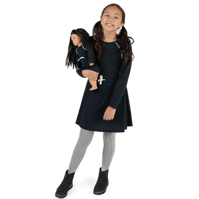 Leveret Girl & Doll Matching Neutral Drawstring Sweatshirt Dress