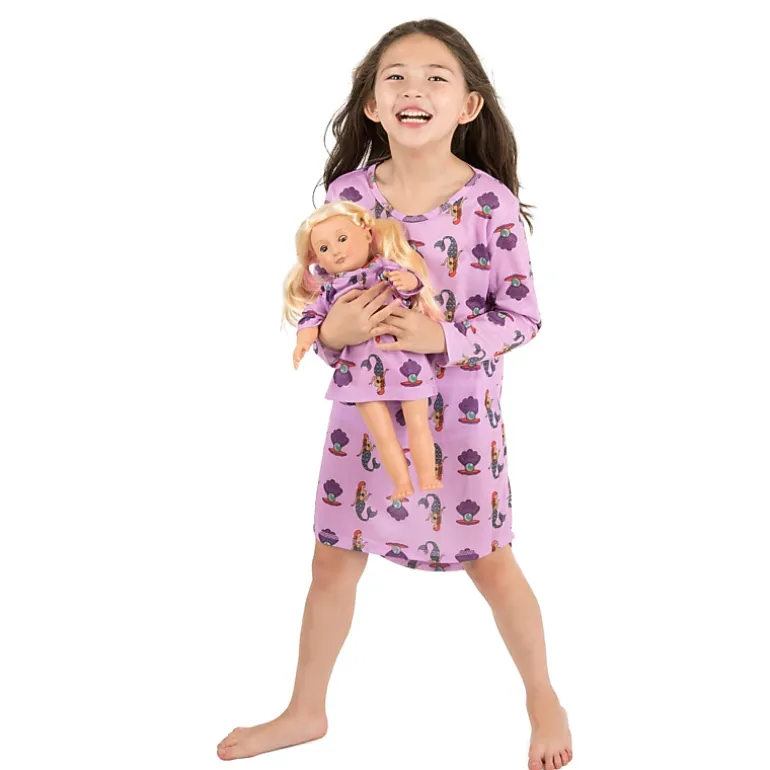 Leveret Girl & Doll Matching Novelty Print Long Sleeve Nightgown Set