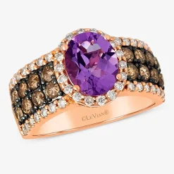 Le Vian® Ring featuring 1 1/3 CT. Peach Morganite™ 3/4 CT. Chocolate Diamonds® 1 3/8 CT. Nude Diamonds™ set in 14K Strawberry Gold®