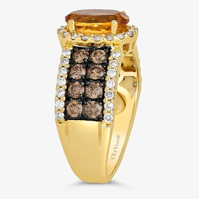 Le Vian® Ring featuring 1 1/3 CT. Peach Morganite™ 3/4 CT. Chocolate Diamonds® 1 3/8 CT. Nude Diamonds™ set in 14K Strawberry Gold®