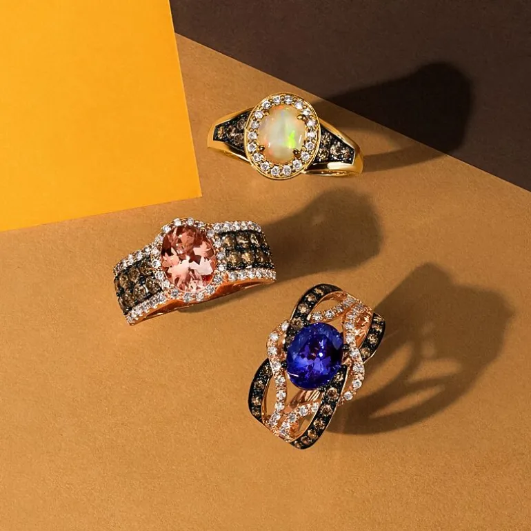 Le Vian® Ring featuring 1 1/3 CT. Peach Morganite™ 3/4 CT. Chocolate Diamonds® 1 3/8 CT. Nude Diamonds™ set in 14K Strawberry Gold®