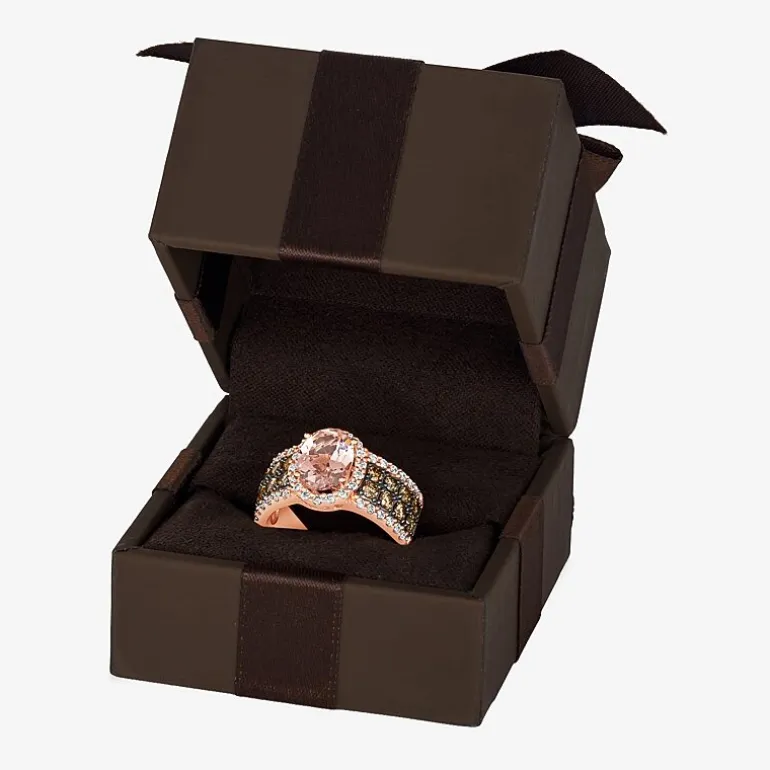Le Vian® Ring featuring 1 1/3 CT. Peach Morganite™ 3/4 CT. Chocolate Diamonds® 1 3/8 CT. Nude Diamonds™ set in 14K Strawberry Gold®