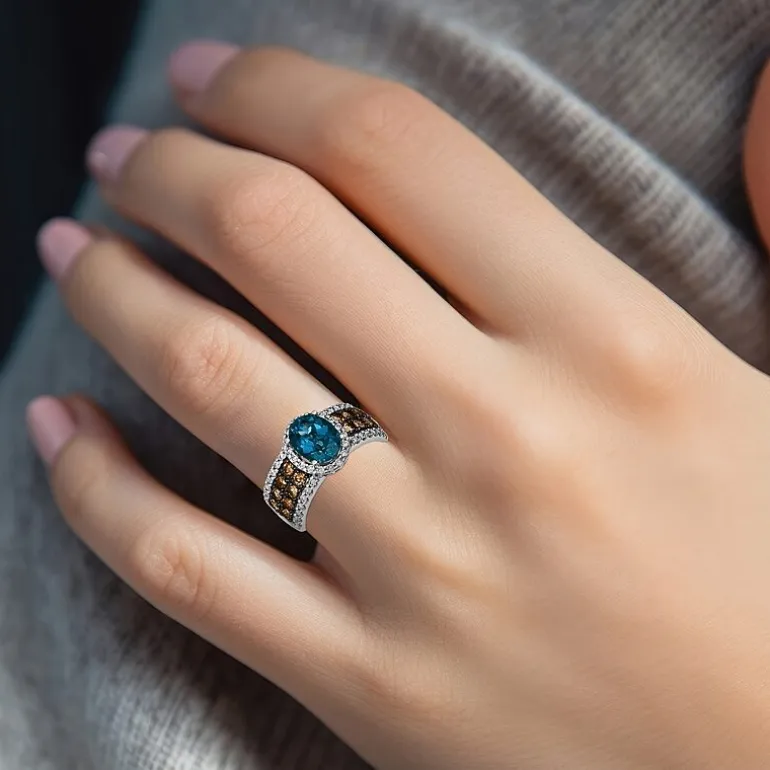 Le Vian® Ring featuring 1 1/3 CT. Peach Morganite™ 3/4 CT. Chocolate Diamonds® 1 3/8 CT. Nude Diamonds™ set in 14K Strawberry Gold®