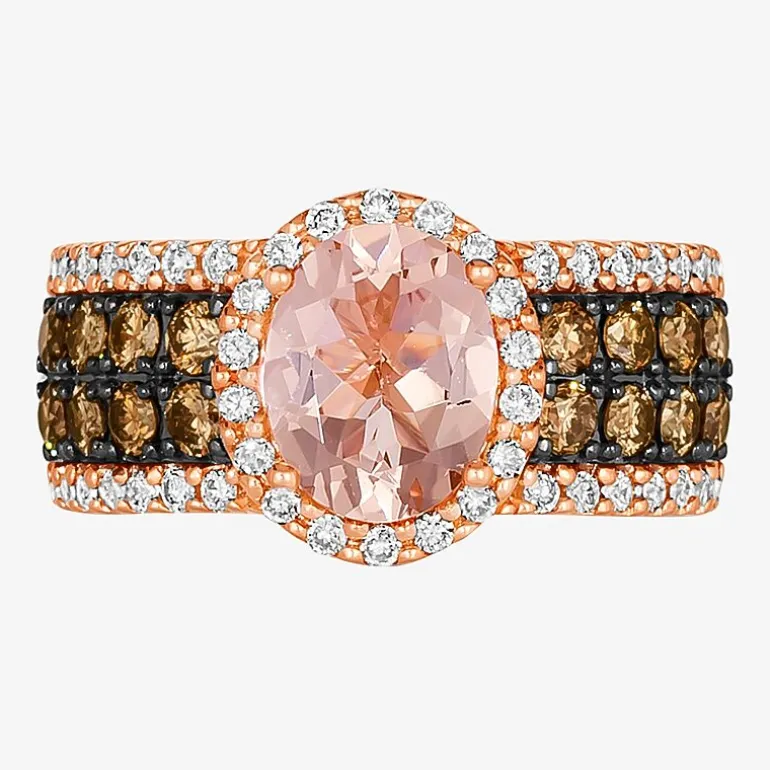 Le Vian® Ring featuring 1 1/3 CT. Peach Morganite™ 3/4 CT. Chocolate Diamonds® 1 3/8 CT. Nude Diamonds™ set in 14K Strawberry Gold®
