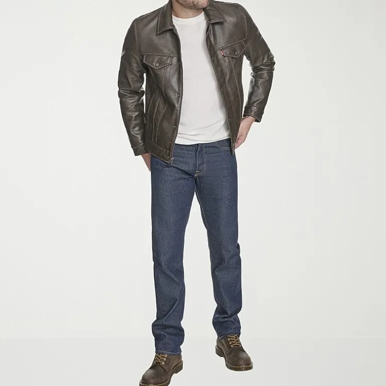 Levi's® Mens Midweight Faux Leather Trucker Jacket