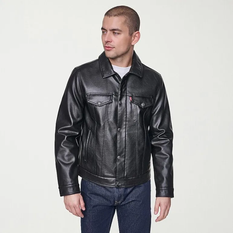 Levi's® Mens Midweight Faux Leather Trucker Jacket