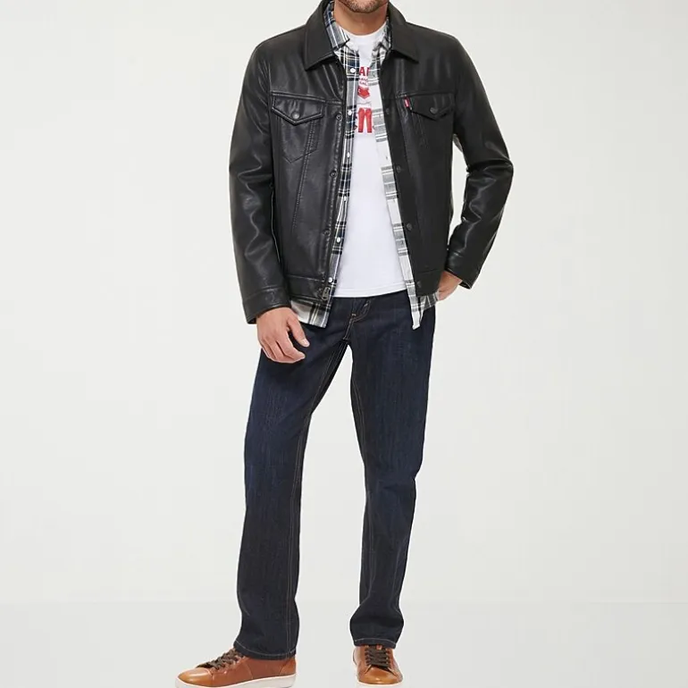 Levi's® Mens Midweight Faux Leather Trucker Jacket