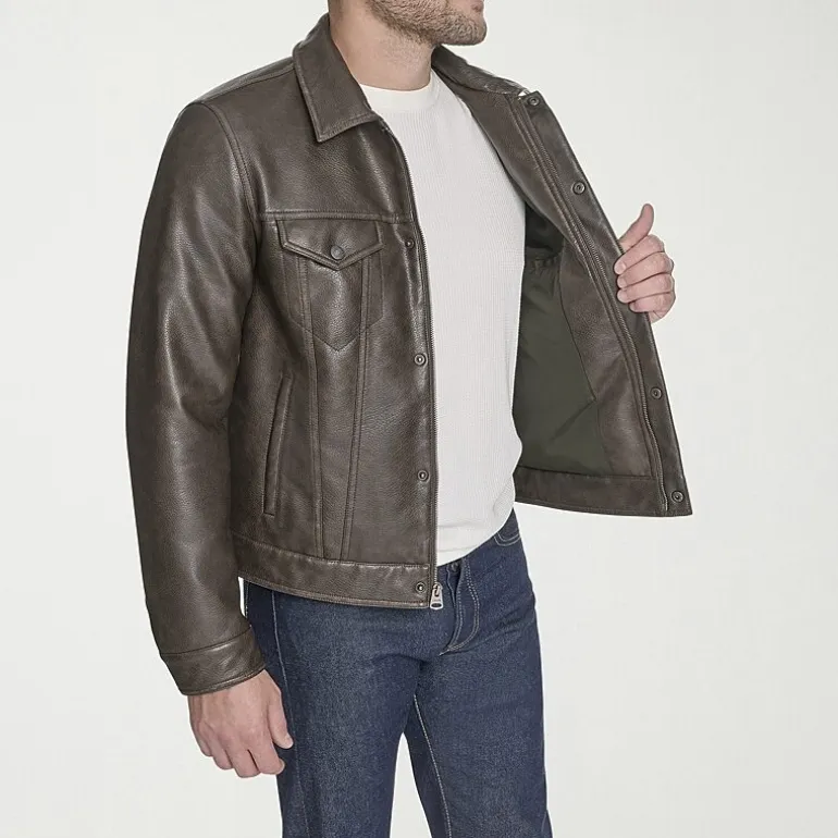 Levi's® Mens Midweight Faux Leather Trucker Jacket