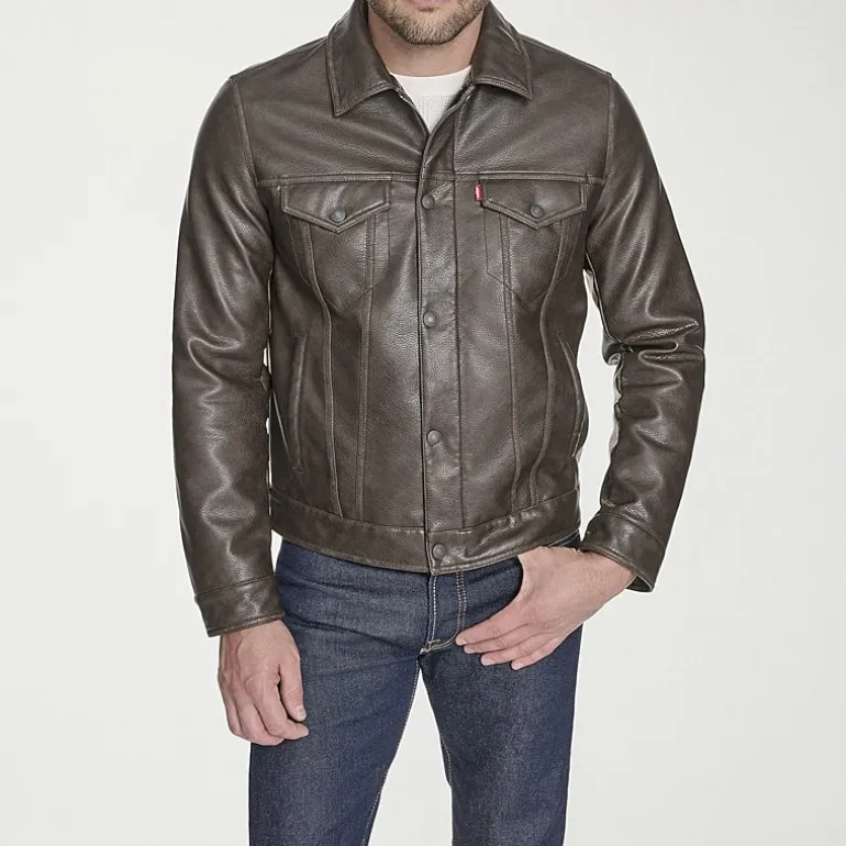 Levi's® Mens Midweight Faux Leather Trucker Jacket