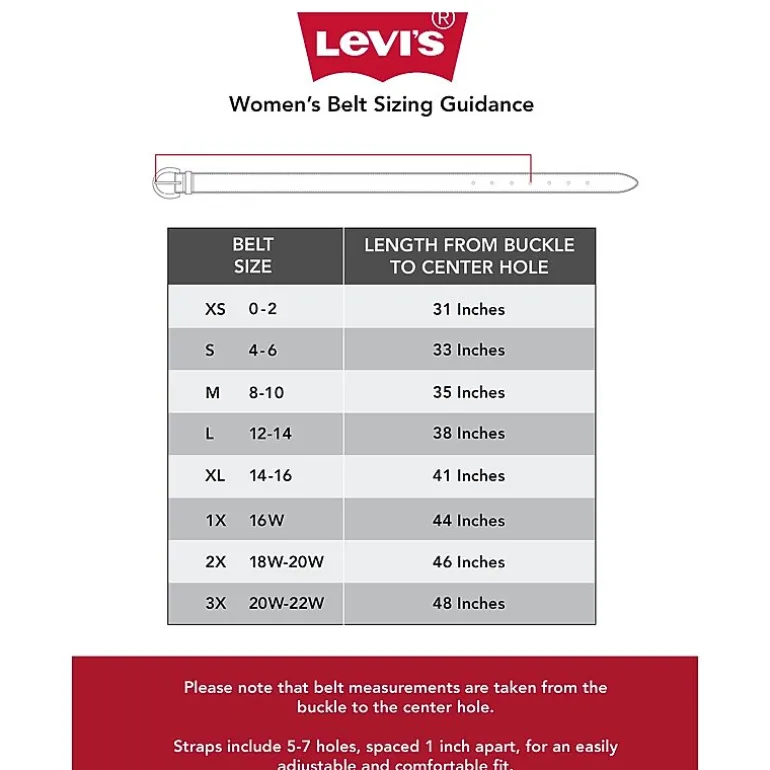 Levi's® Rectangle Centerbar Buckle Casual Belt, Genuine Leather Womens Belt
