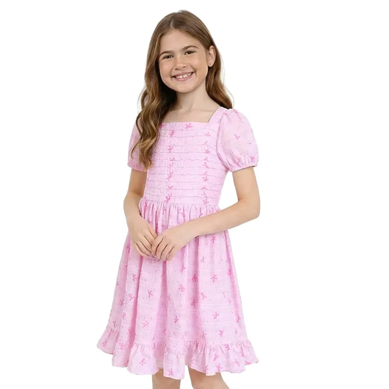Lilt Big Kid Girls Short Sleeve Puffed A-Line Dress