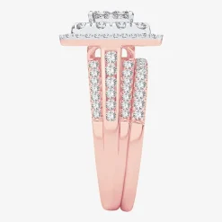Limited Edition! Womens 1 CT.T.W. Natural Diamond 10K or 14K Gold Cushion Halo Bridal Set