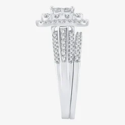 Limited Edition! Womens 1 CT.T.W. Natural Diamond 10K or 14K Gold Cushion Halo Bridal Set