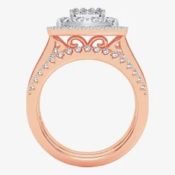 Limited Edition! Womens 1 CT.T.W. Natural Diamond 10K or 14K Gold Cushion Halo Bridal Set