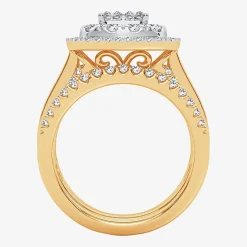Limited Edition! Womens 1 CT.T.W. Natural Diamond 10K or 14K Gold Cushion Halo Bridal Set