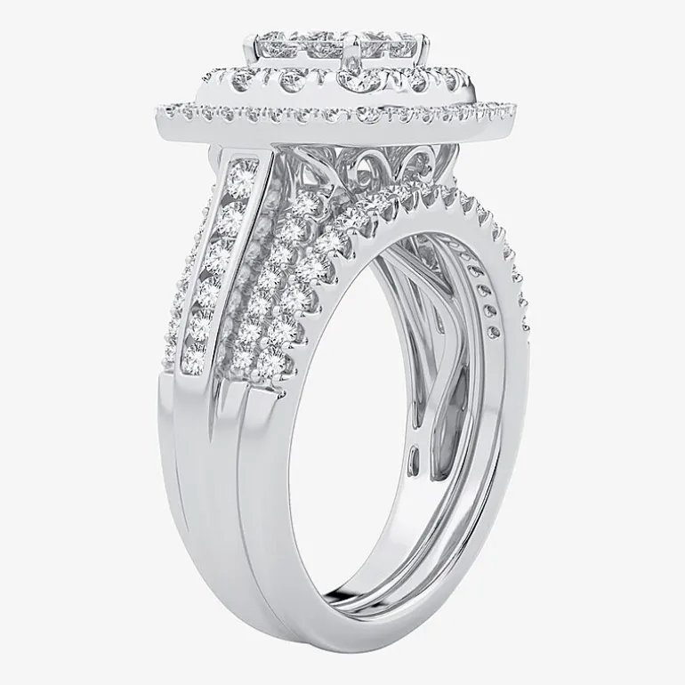 Limited Edition! Womens 1 CT.T.W. Natural Diamond 10K or 14K Gold Cushion Halo Bridal Set
