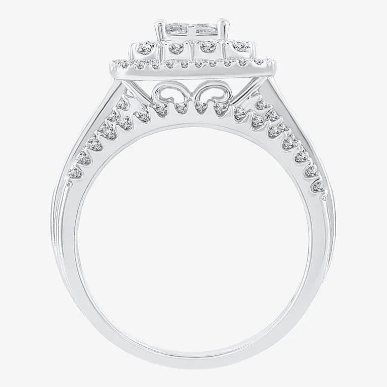 Limited Edition! Womens 1 CT.T.W. Natural Diamond 10K or 14K Gold Cushion Halo Bridal Set