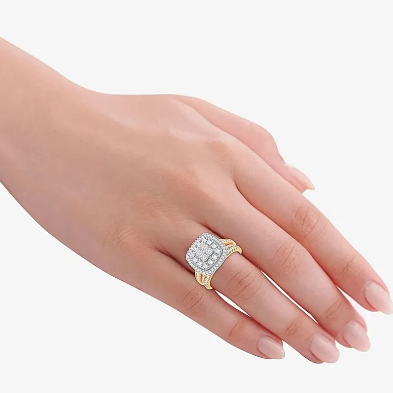 Limited Edition! Womens 1 CT.T.W. Natural Diamond 10K or 14K Gold Cushion Halo Bridal Set