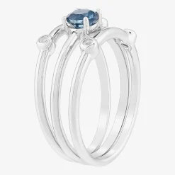 Limited Quantities! Womens Genuine Blue Topaz Sterling Silver Ring Set