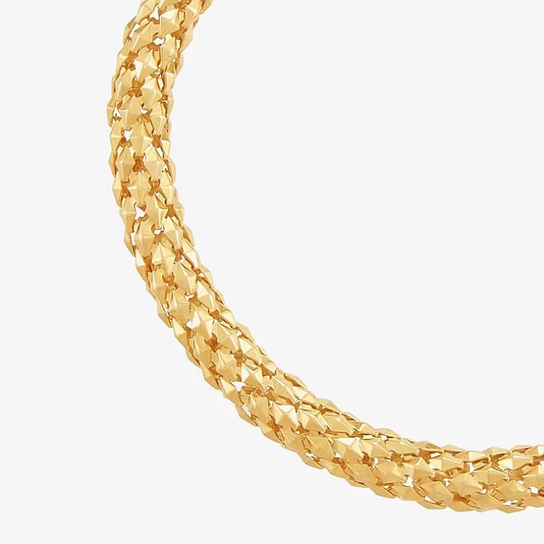 Limited Quantities! Womens 14K Gold 7.5 Inch Hollow Popcorn Chain Bracelet