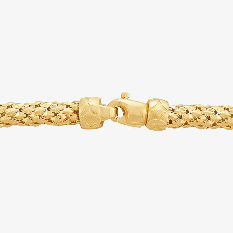 Limited Quantities! Womens 14K Gold 7.5 Inch Hollow Popcorn Chain Bracelet