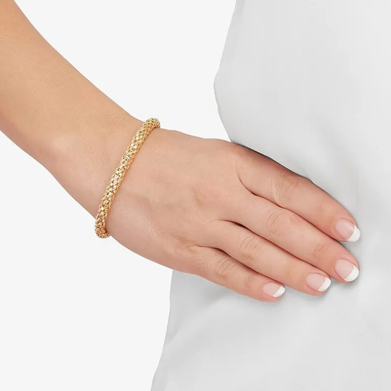Limited Quantities! Womens 14K Gold 7.5 Inch Hollow Popcorn Chain Bracelet