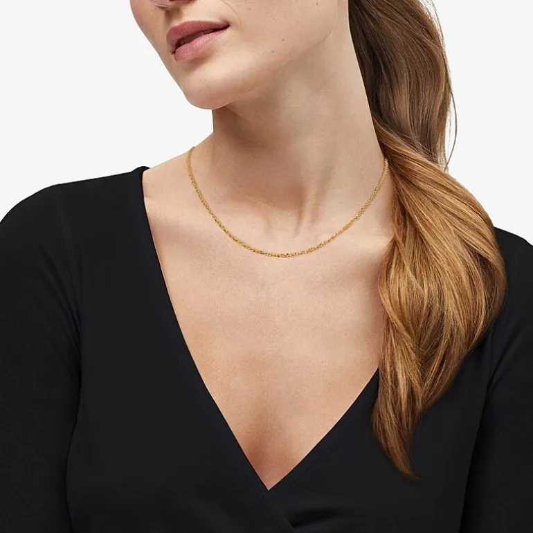 Limited Quantities! Womens 14K Gold 18 Inch Singapore Chain Necklace