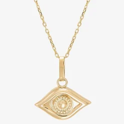 Limited Quantities! Womens 10K Gold Evil Eye 18 Inch Pendant Necklace