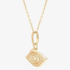 Limited Quantities! Womens 10K Gold Evil Eye 18 Inch Pendant Necklace