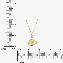 Limited Quantities! Womens 10K Gold Evil Eye 18 Inch Pendant Necklace