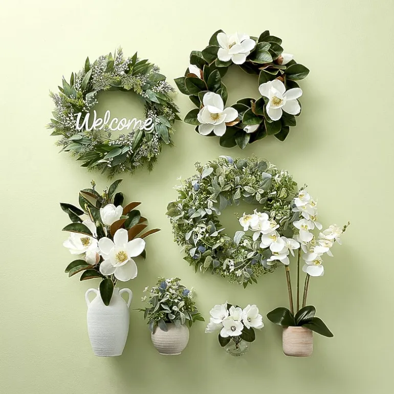Linden Street 24in Welcome Mixed Evergreen Wreath