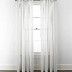 Linden Street Jameson Cotton Print Rod Pocket Sheer Single Curtain Panel