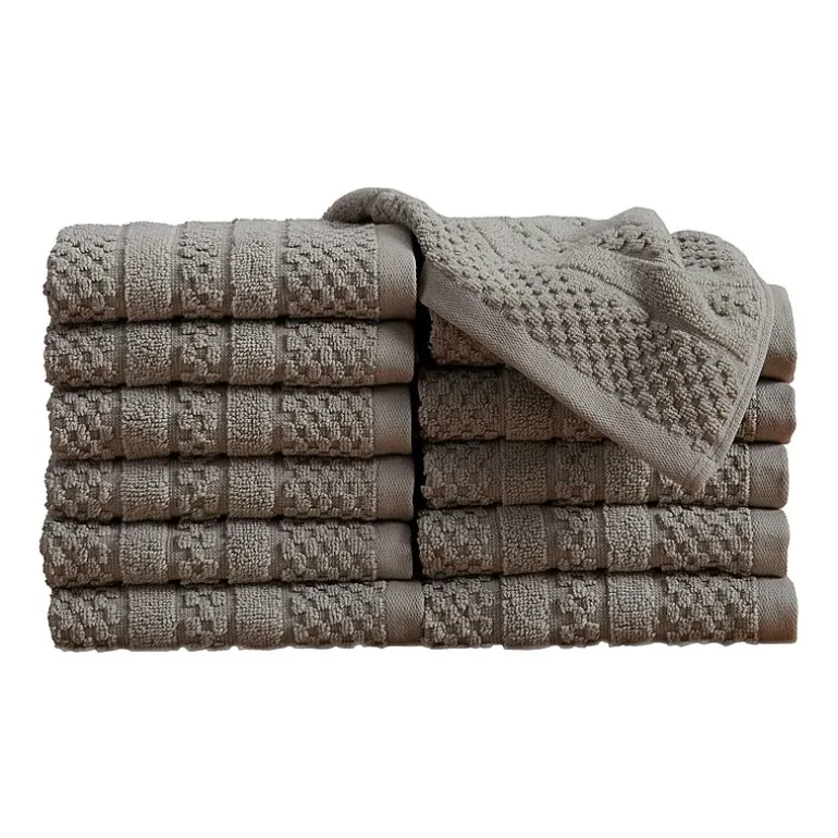 Linery Cotton Checkered Weave 12-pc. Quick Dry Washcloth