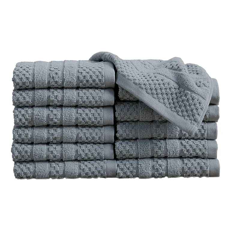 Linery Cotton Checkered Weave 12-pc. Quick Dry Washcloth