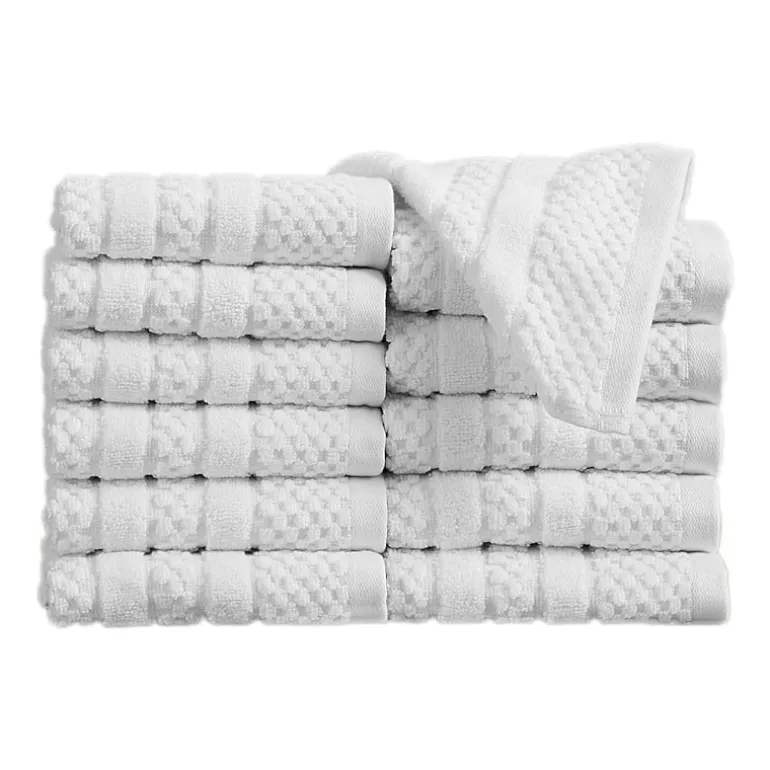 Linery Cotton Checkered Weave 12-pc. Quick Dry Washcloth