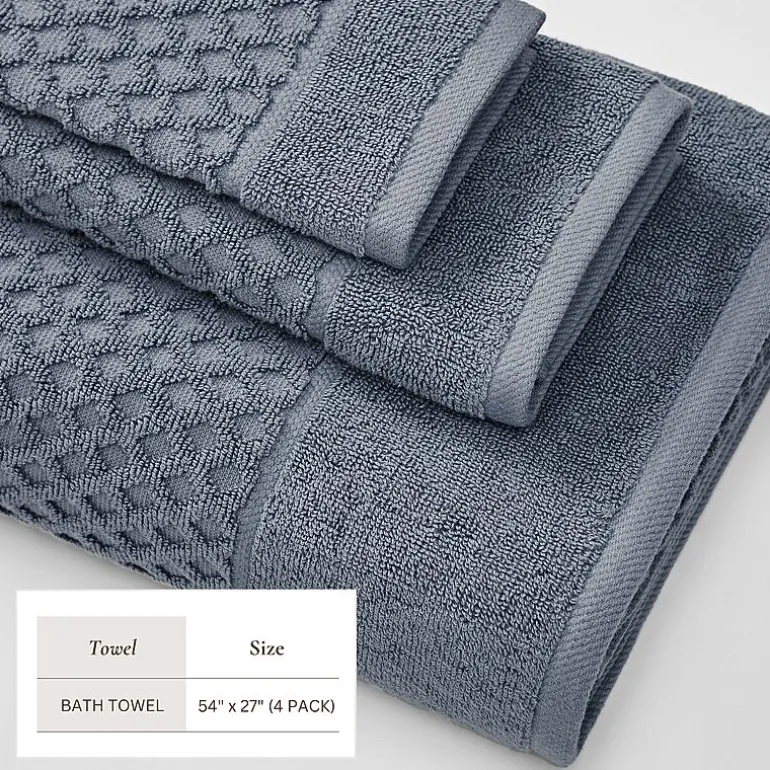 Linery Cotton Quick-Dry Textured 4 Pc Bath Towels