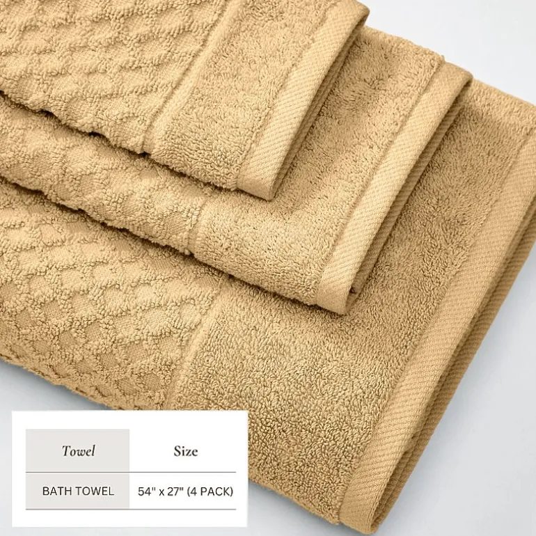 Linery Cotton Quick-Dry Textured 4 Pc Bath Towels