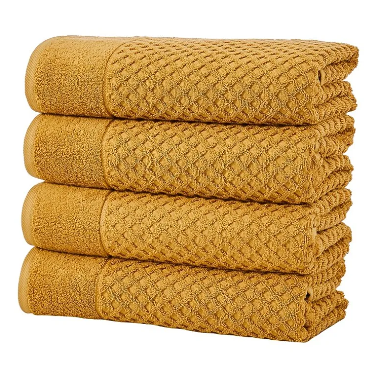 Linery Cotton Quick-Dry Textured 4 Pc Bath Towels