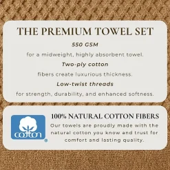 Linery Cotton Quick-Dry Textured 4 Pc Bath Towels