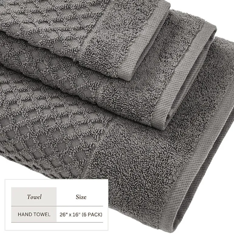Linery Cotton Quick-Dry Textured 6 Pc Hand Towels