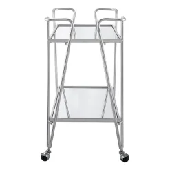 Linon Hera Kitchen And Dining Room Collection Glass-Top Serving Cart